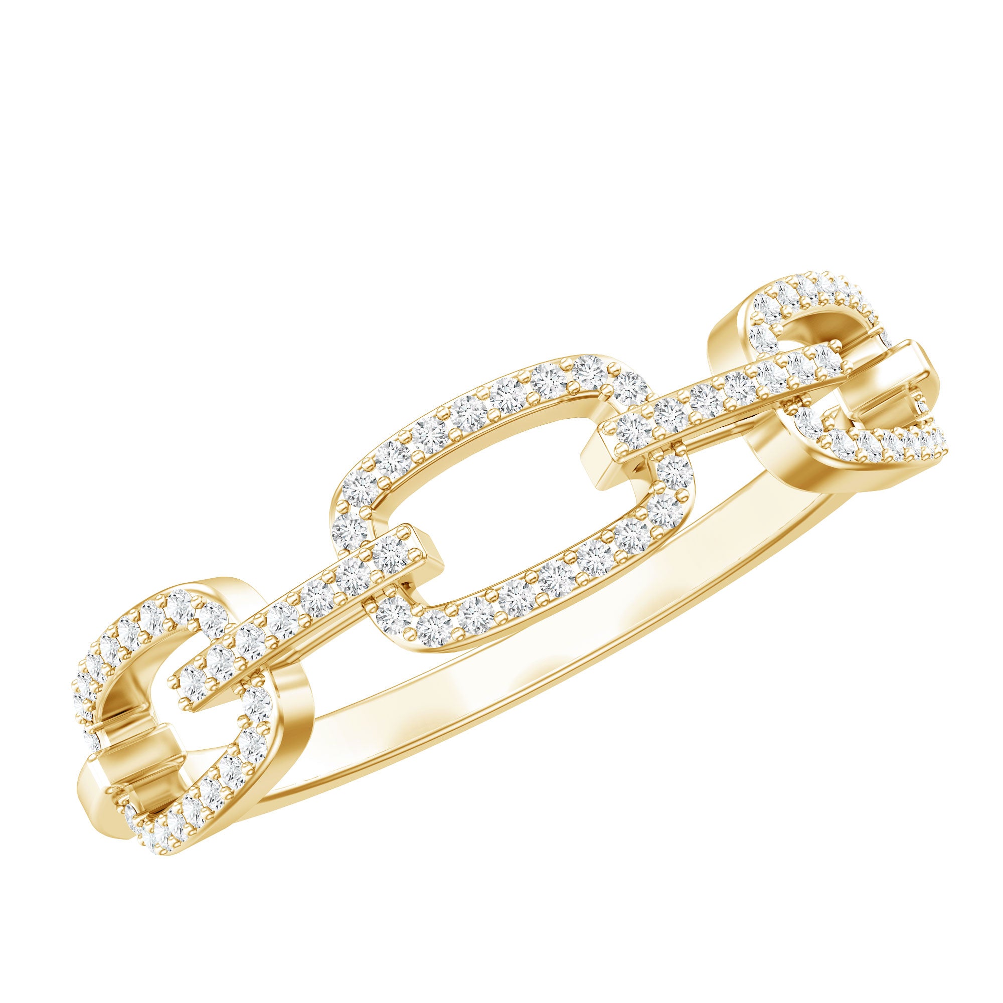 Certified Diamond Chain Link Ring in Prong Setting Natural - ( HI-SI ) - Rosec Jewels