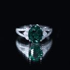 Certified 3 Carat Oval Lab Grown Emerald Split Shank Engagement Ring AAAA - Rosec Jewels