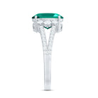 Certified 8X10 mm Oval Lab Grown Emerald Split Shank Engagement Ring AAAA - Rosec Jewels