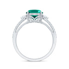 Certified 8X10 mm Oval Lab Grown Emerald Split Shank Engagement Ring AAAA - Rosec Jewels