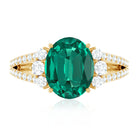 Certified 8X10 mm Oval Lab Grown Emerald Split Shank Engagement Ring AAAA - Rosec Jewels