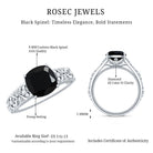 Genuine 2 Carat Black Spinel Vintage Engagement Ring with Diamond AAA - Rosec Jewels