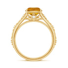 Vintage Style 8mm Citrine Cushion Cut Engagement Ring with Diamond AAA - Rosec Jewels