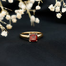Rosec Jewels-Real 8mm Garnet Asscher Cut Engagement Ring with Certificate
