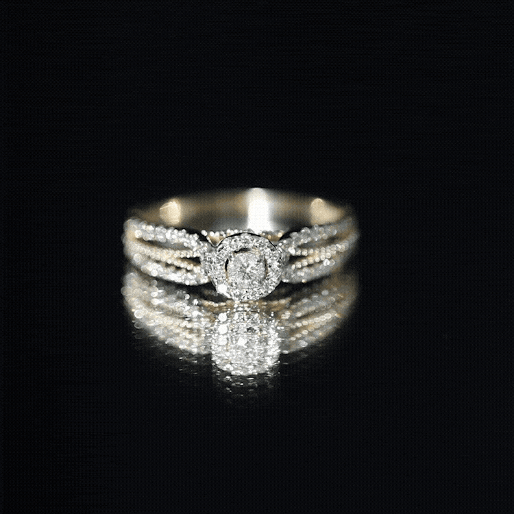 Real Diamond Designer Engagement Ring in Split Shank Natural - ( HI-SI ) - Rosec Jewels