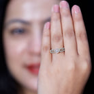Real Diamond Designer Engagement Ring in Split Shank Natural - ( HI-SI ) - Rosec Jewels