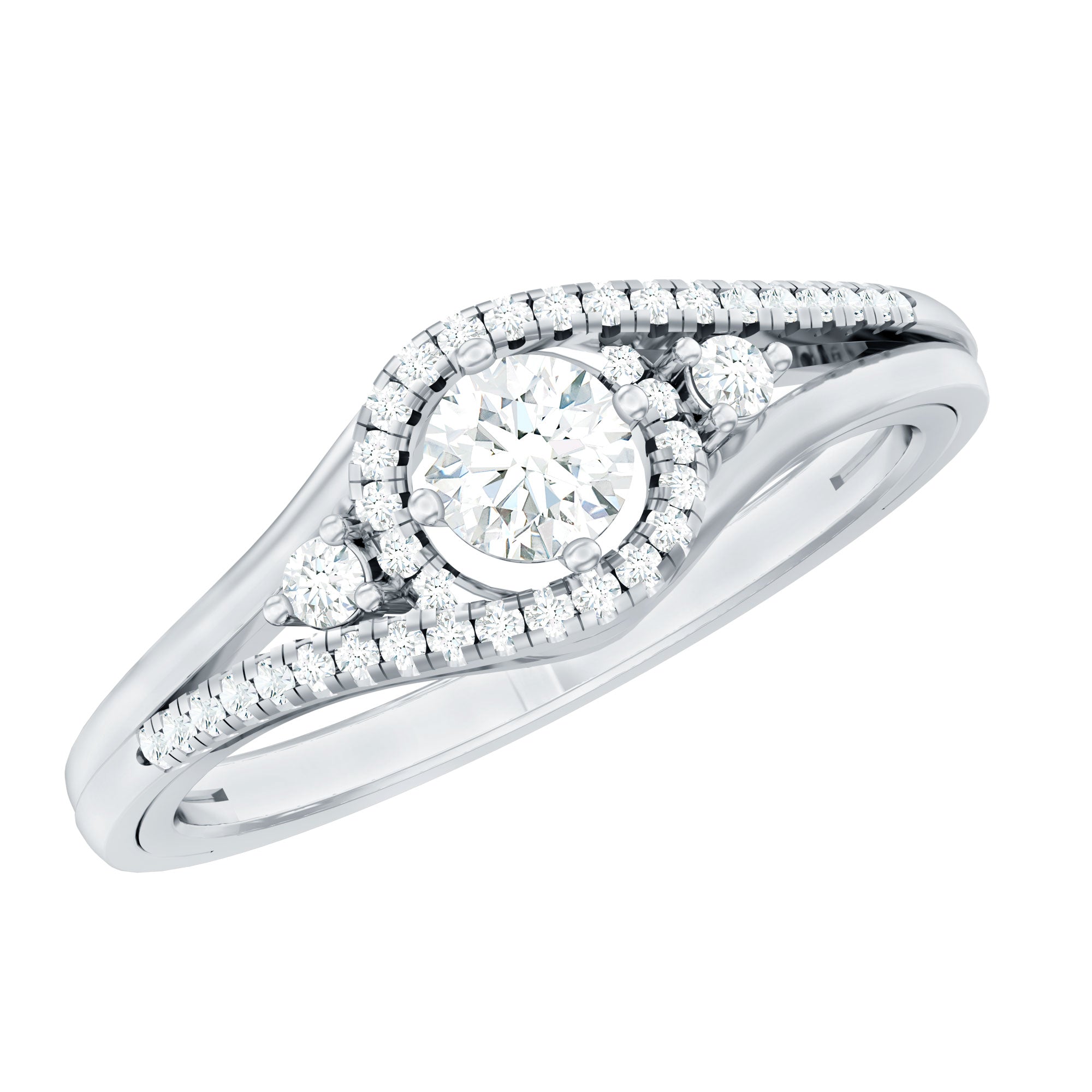Certified Diamond Classic Engagement Ring in Split Shank Natural - ( HI-SI ) - Rosec Jewels