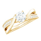 Rosec Jewels-Zircon Solitaire Infinity Engagement Ring with Side Stones