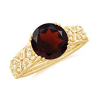 Rosec Jewels-Vintage Looking Garnet Diamond Engagement Ring