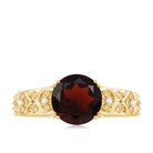 Rosec Jewels-Vintage Looking Garnet Diamond Engagement Ring