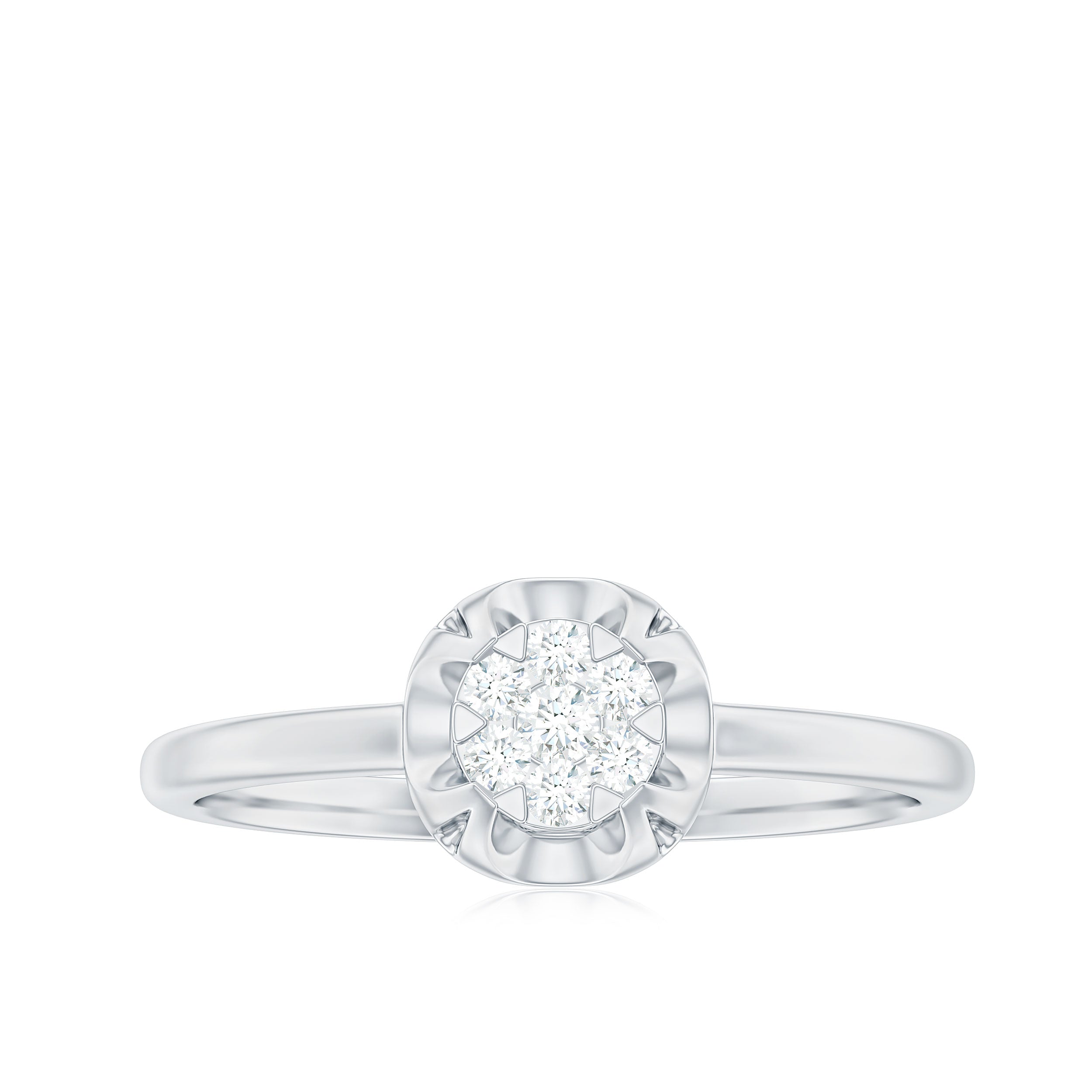 Rosec Jewels-Round Shape Diamond Ring in Illusion Setting