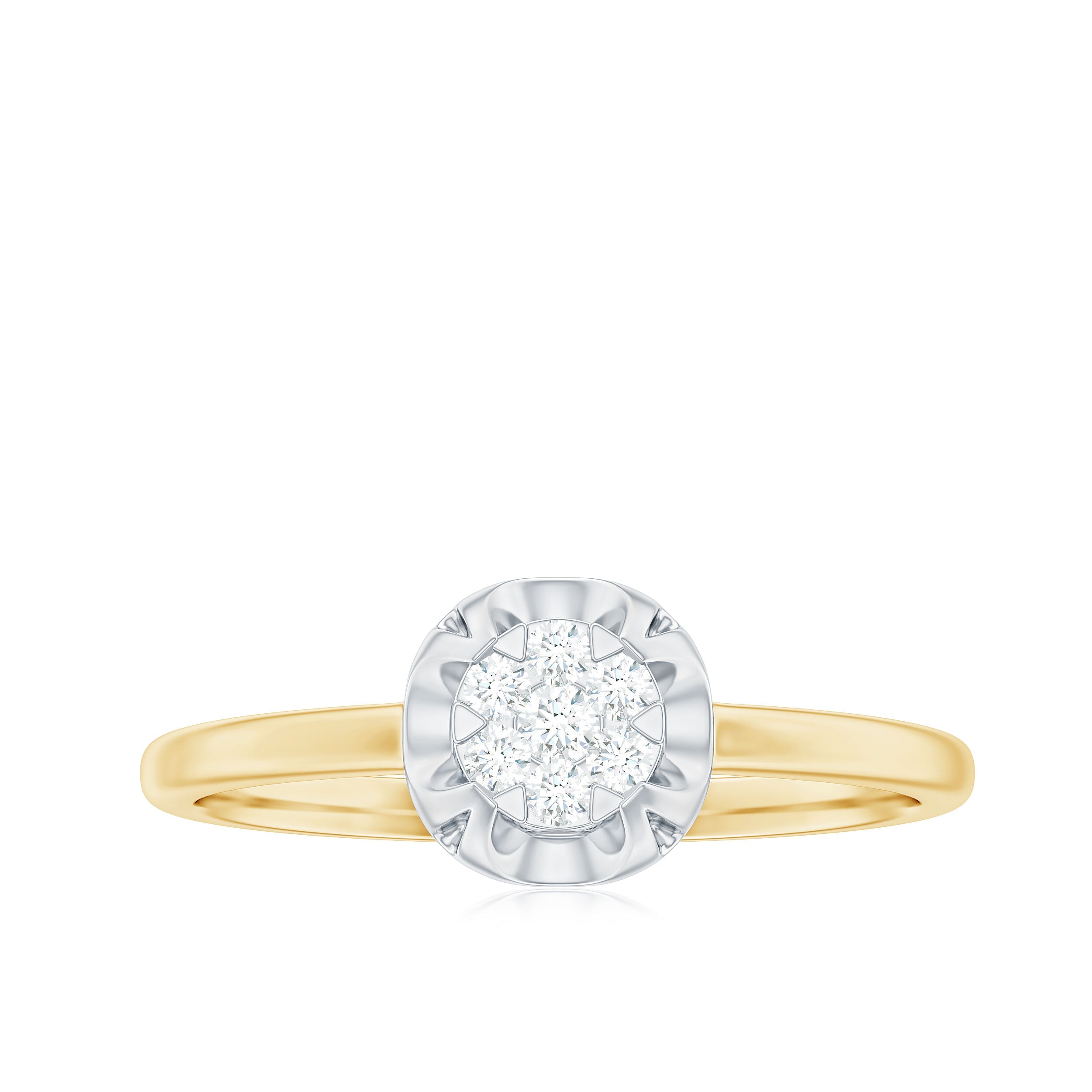 Rosec Jewels-Round Shape Diamond Ring in Illusion Setting