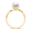 Rosec Jewels-Cultured 7.48 Carat White Pearl Bypass Engagement Ring with Diamond