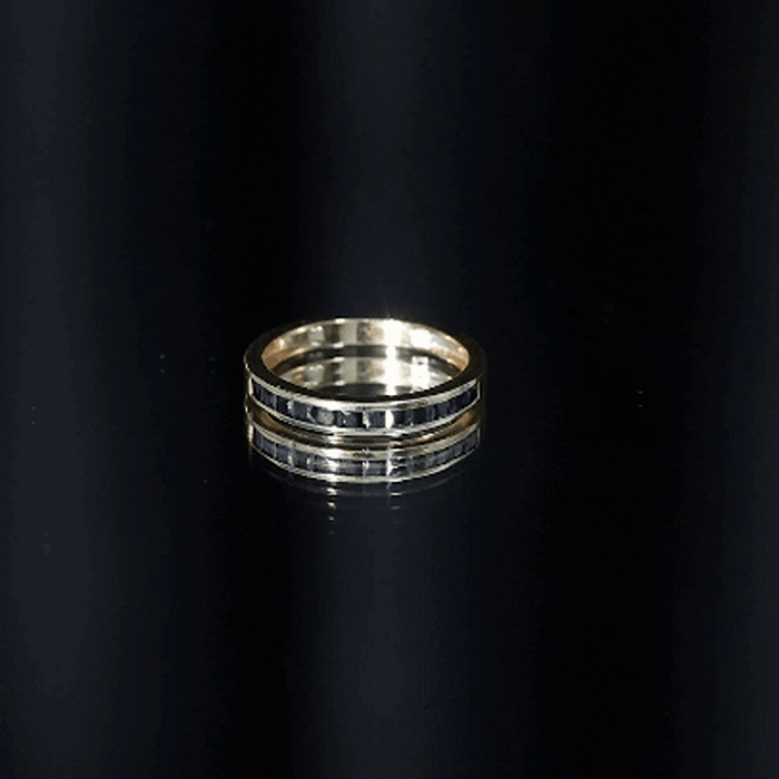 Princess Cut Black Onyx Half Eternity Band in Channel Setting AAA - Rosec Jewels