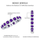 Natural Amethyst Eternity Wedding Band in Gold Plated Silver AAA 92.5 Sterling Silver - Rosec Jewels