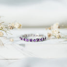 Natural Amethyst Eternity Wedding Band in Gold Plated Silver AAA 92.5 Sterling Silver - Rosec Jewels