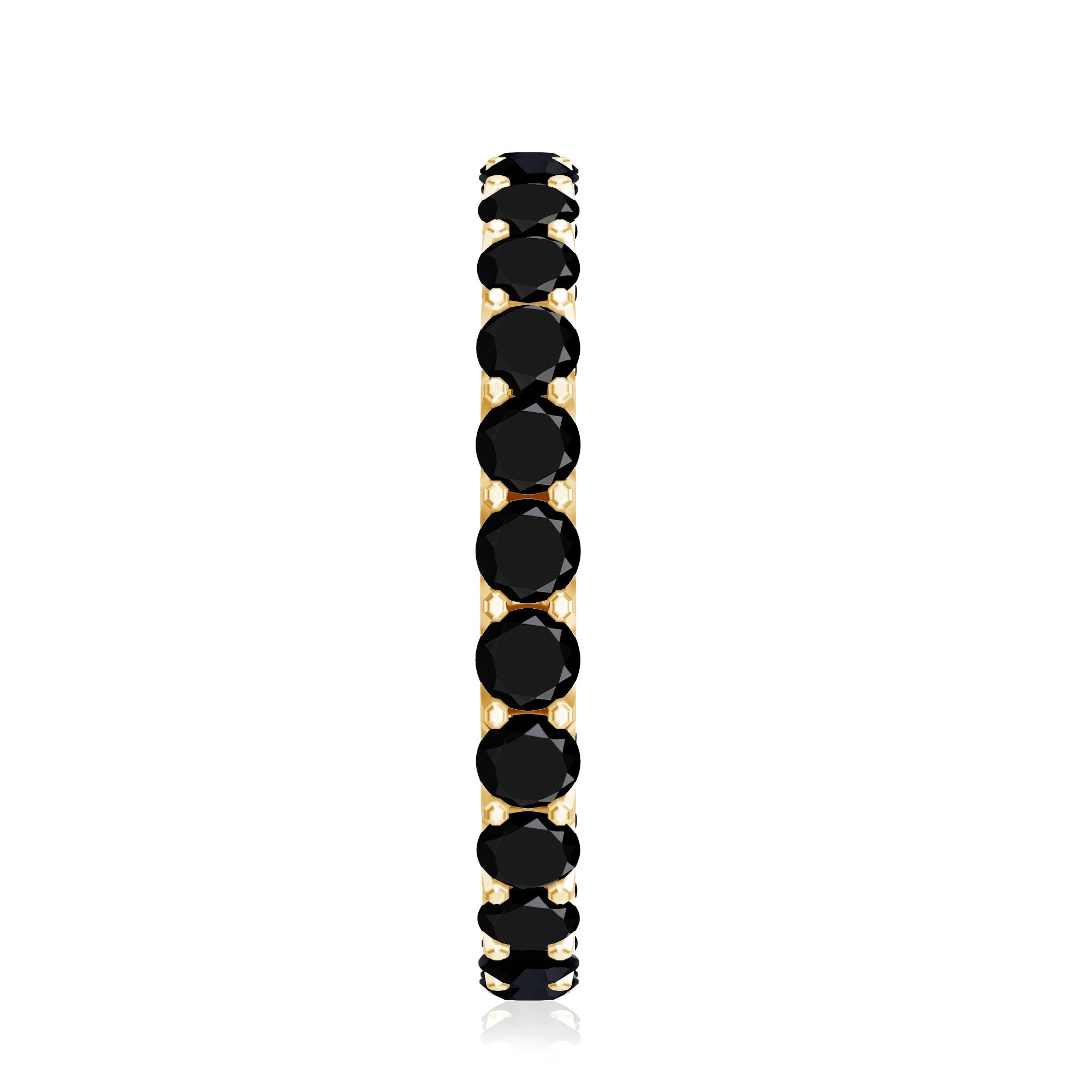 Certified Black Onyx Stackable Wedding Band for Women AAA - Rosec Jewels