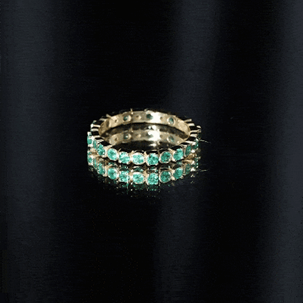 Real Emerald Eternity Wedding Band Ring for Women AAA - Rosec Jewels
