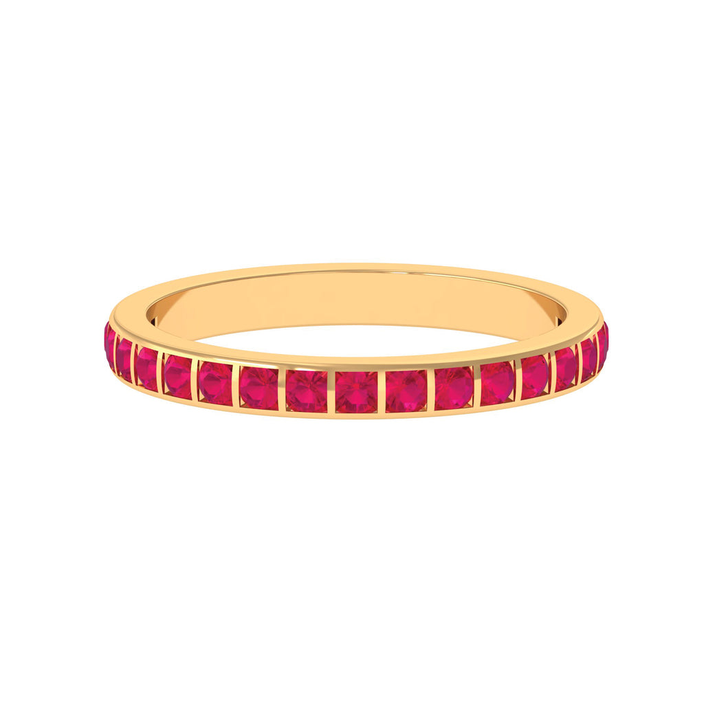 Bar Set Ruby Contemporary Eternity Ring Ruby - ( AAA ) - Quality - Rosec Jewels