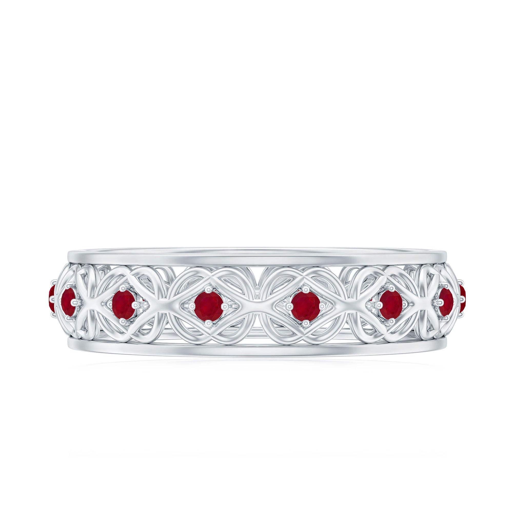 Rosec Jewels-Natural Ruby Celtic Knot Wedding Band for Women