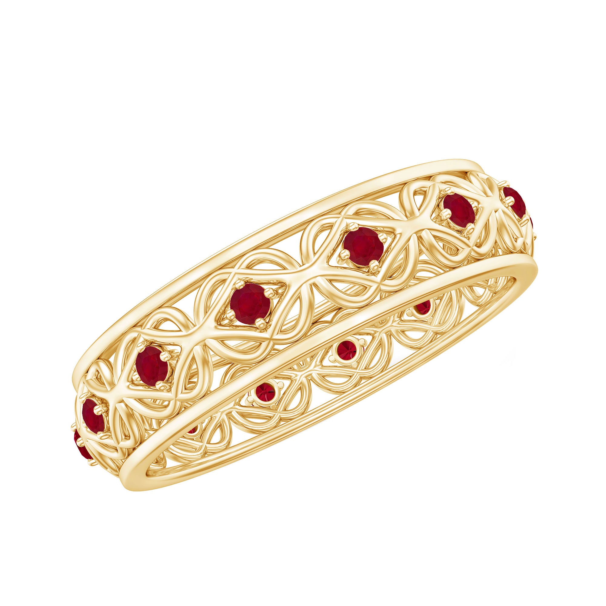 Rosec Jewels-Natural Ruby Celtic Knot Wedding Band for Women