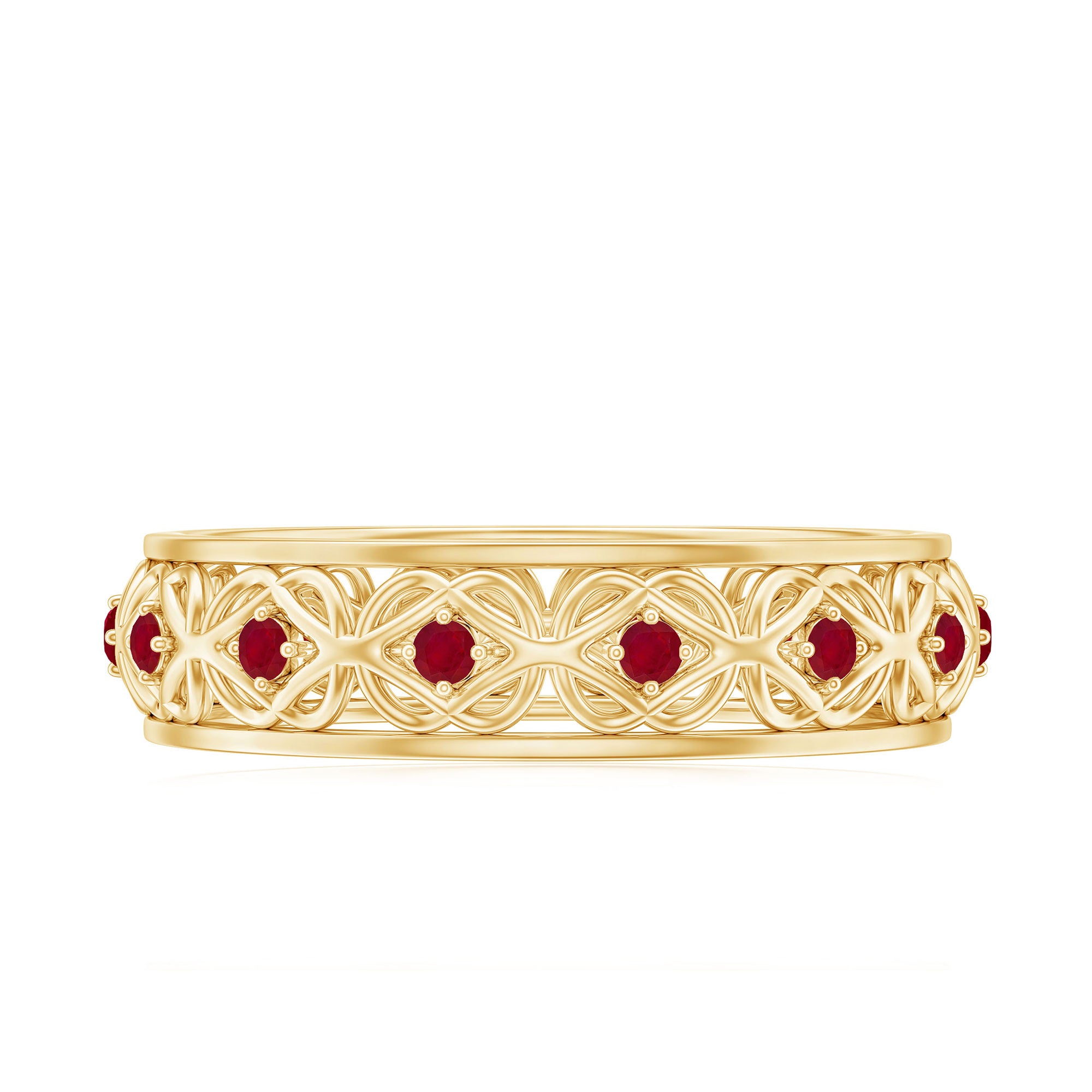 Rosec Jewels-Natural Ruby Celtic Knot Wedding Band for Women