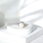 Rosec Jewels-Natural 7.4 Carat Freshwater Pearl Engagement Ring with Diamond Trio
