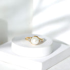 Rosec Jewels-Natural 7.4 Carat Freshwater Pearl Engagement Ring with Diamond Trio