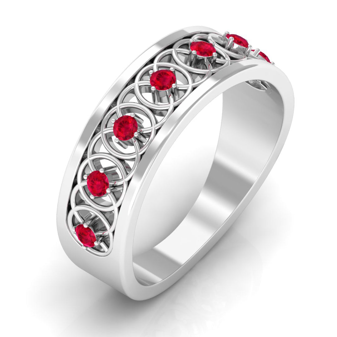 Rosec Jewels-Vintage Inspired Ruby Half Eternity Anniversary Band Ring