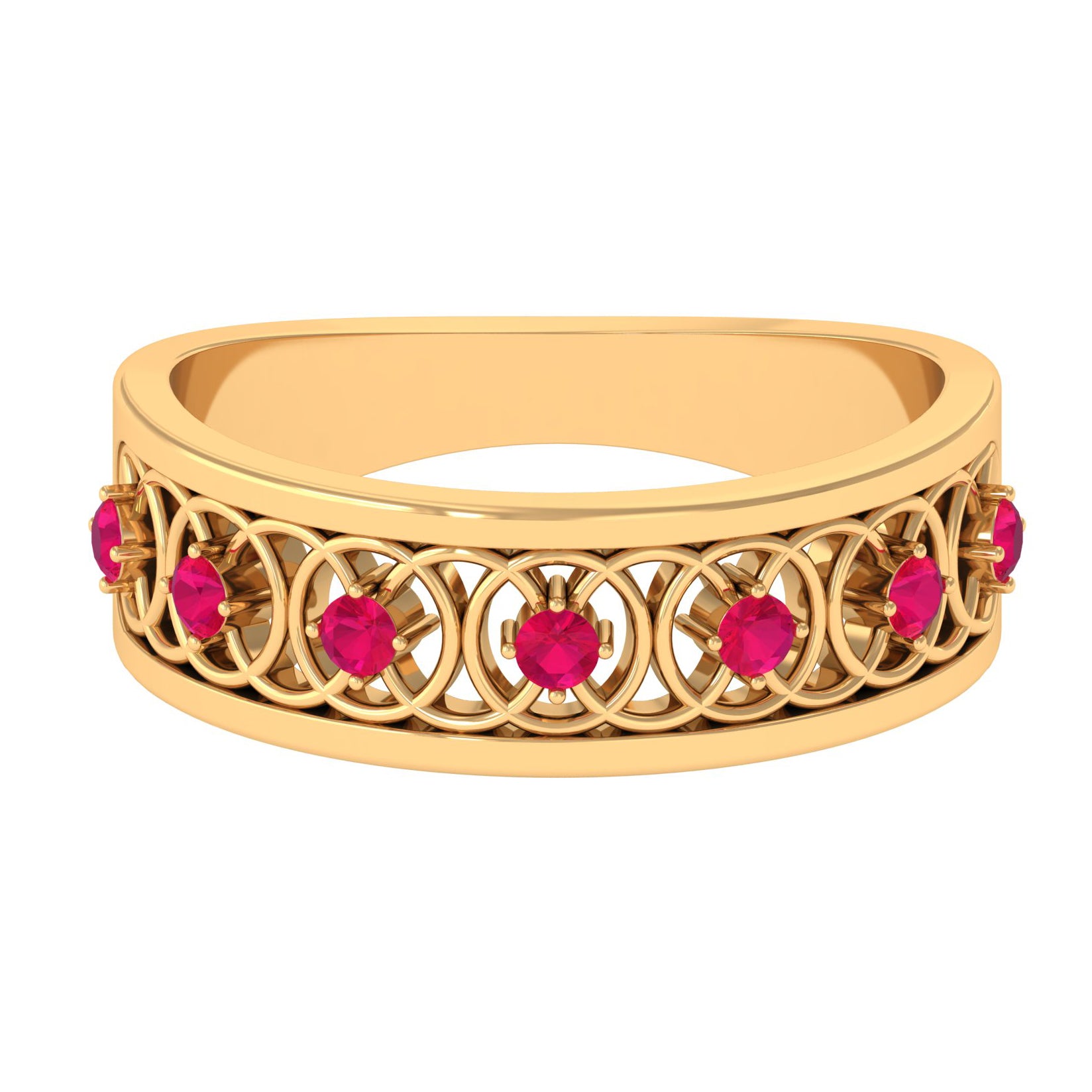 Rosec Jewels-Vintage Inspired Ruby Half Eternity Anniversary Band Ring