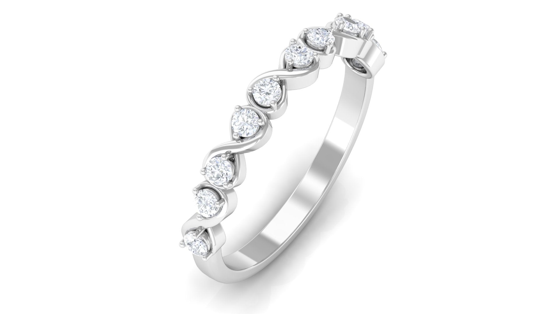 Rosec Jewels-Natural Diamond Half Eternity Infinity Ring for Valentines