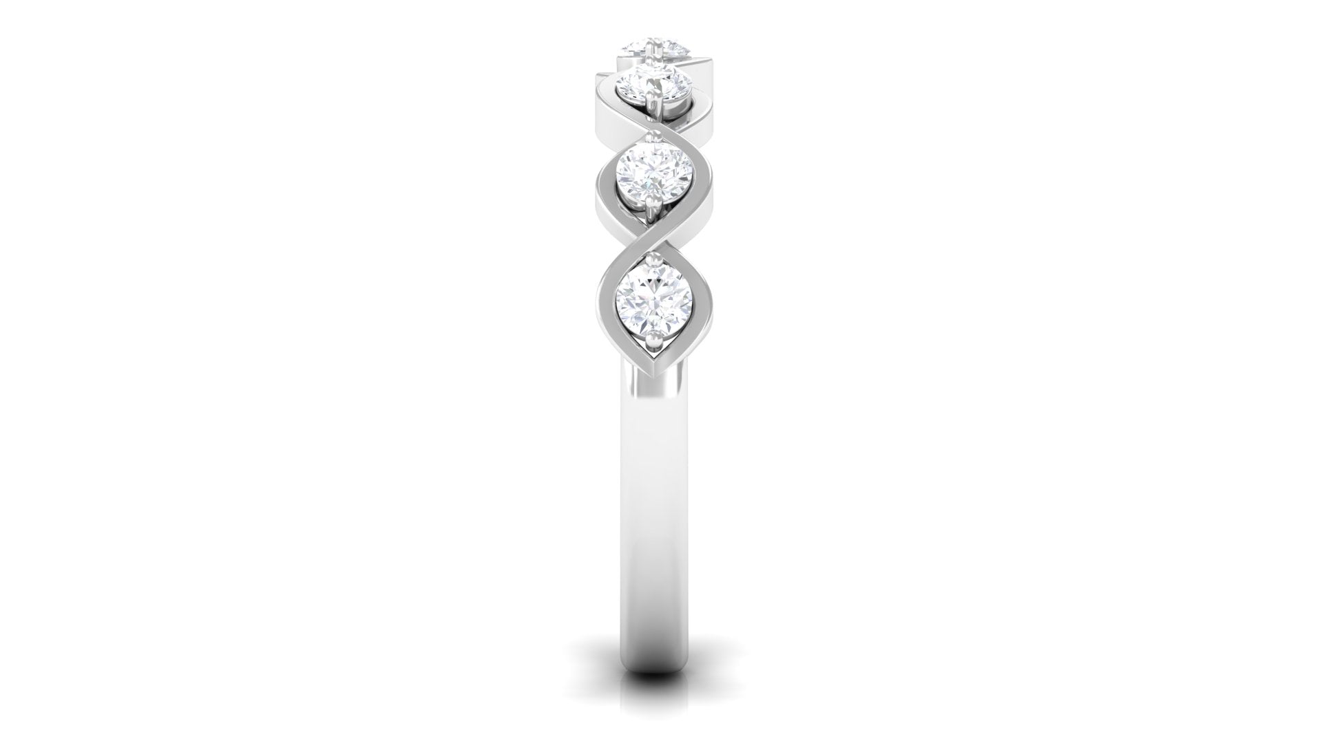 Certified Natural Diamond Half Eternity Ring with Infinity Knot Natural - ( HI-SI ) - Rosec Jewels