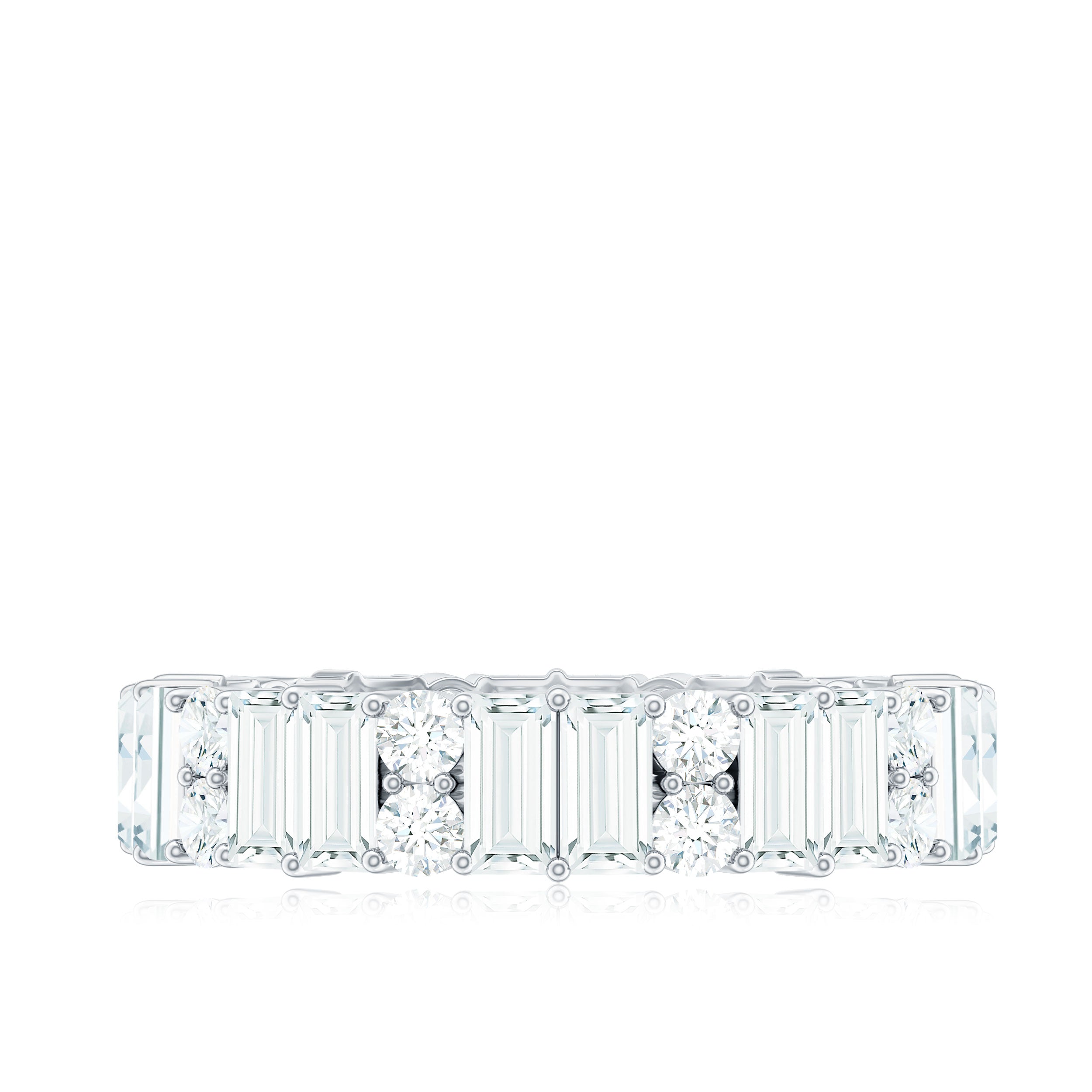 Rosec Jewels-Round and Baguette Cut Moissanite Eternity Wedding Band