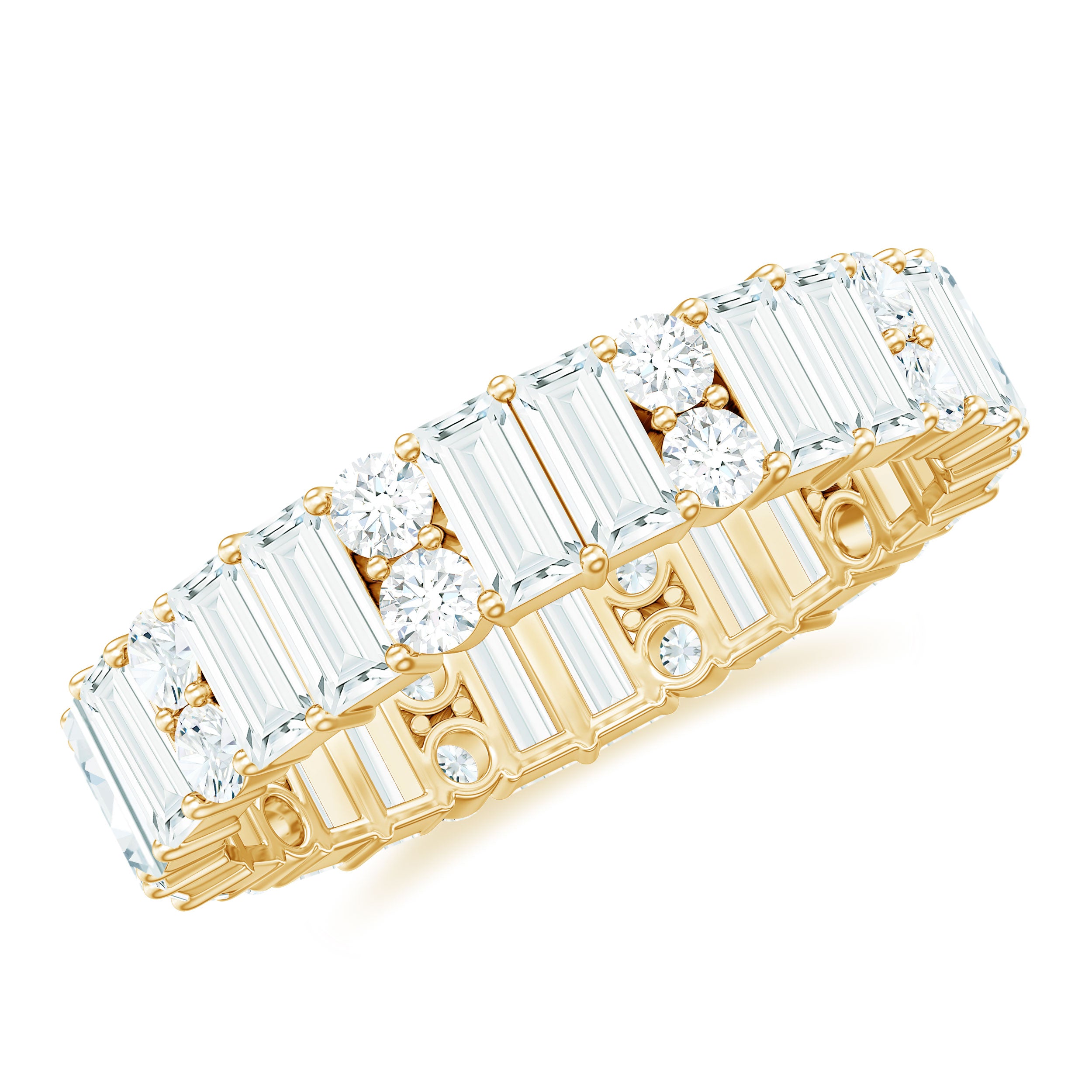 Rosec Jewels-Round and Baguette Cut Moissanite Eternity Wedding Band