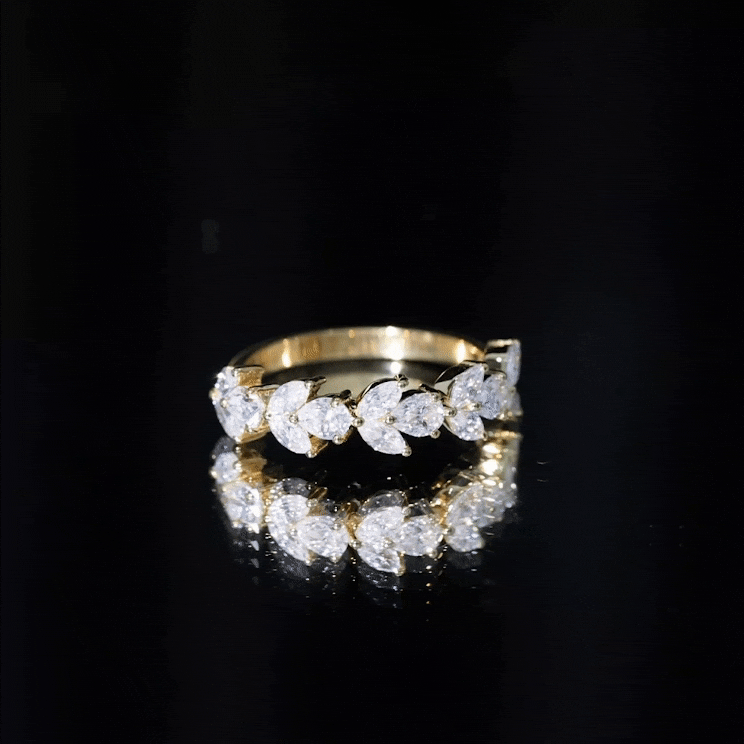 Certified Moissanite Wedding Band in Yellow Gold Plated Silver D-VS1 14K Yellow Gold Plated Silver - Rosec Jewels