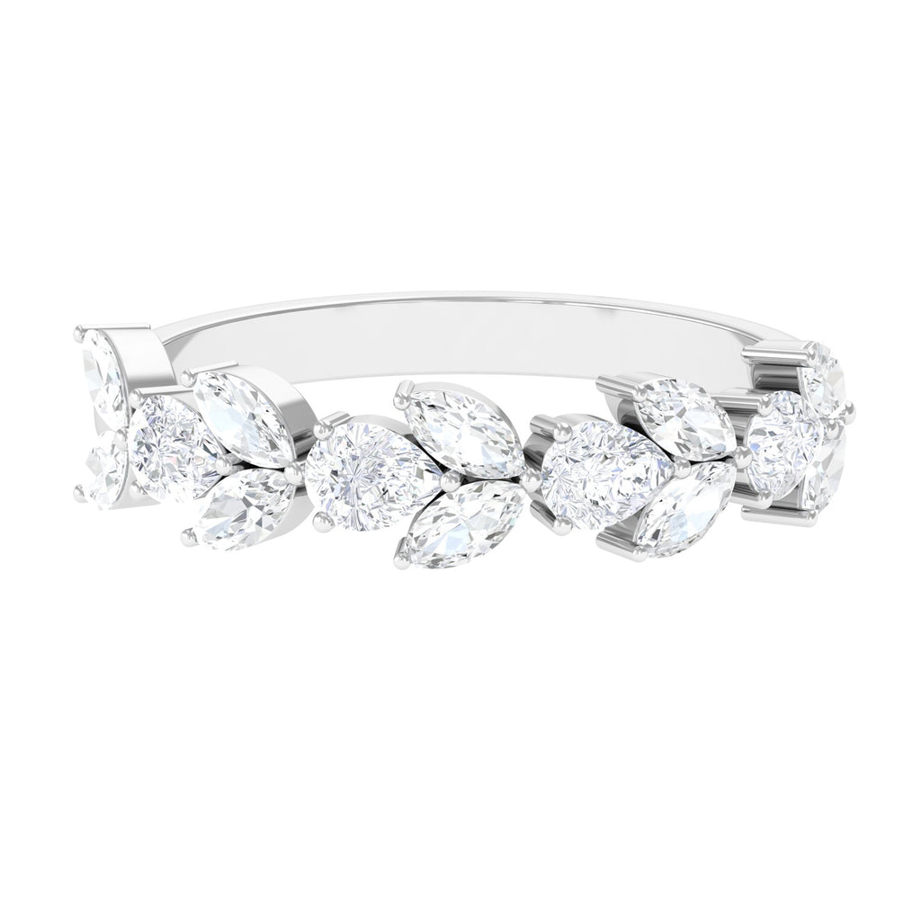 1.25 CT Marquise and Pear Cut Moissanite Leaf Half Eternity Ring Moissanite - ( D-VS1 ) - Color and Clarity - Rosec Jewels