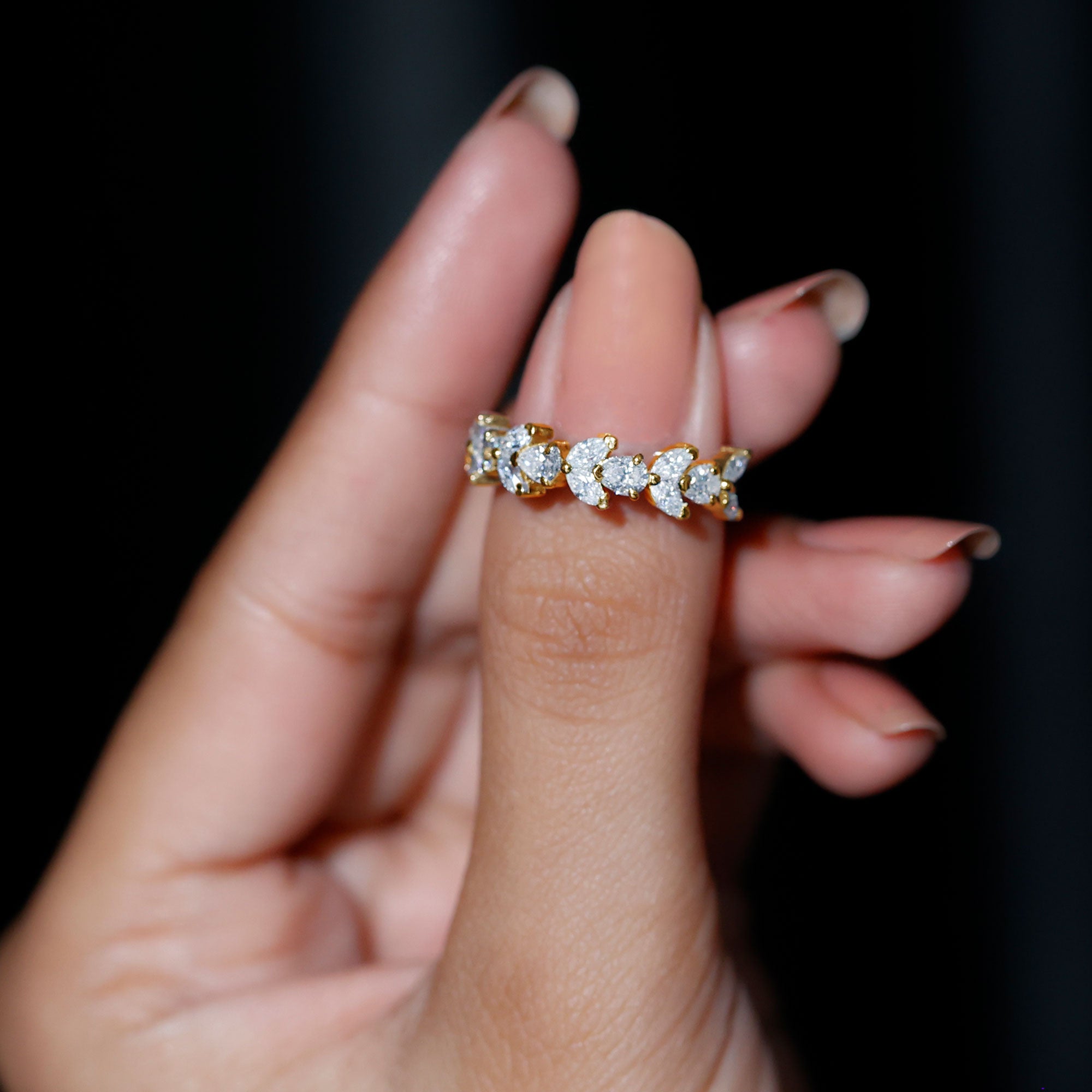 Certified Moissanite Wedding Band in Yellow Gold Plated Silver D-VS1 14K Yellow Gold Plated Silver - Rosec Jewels