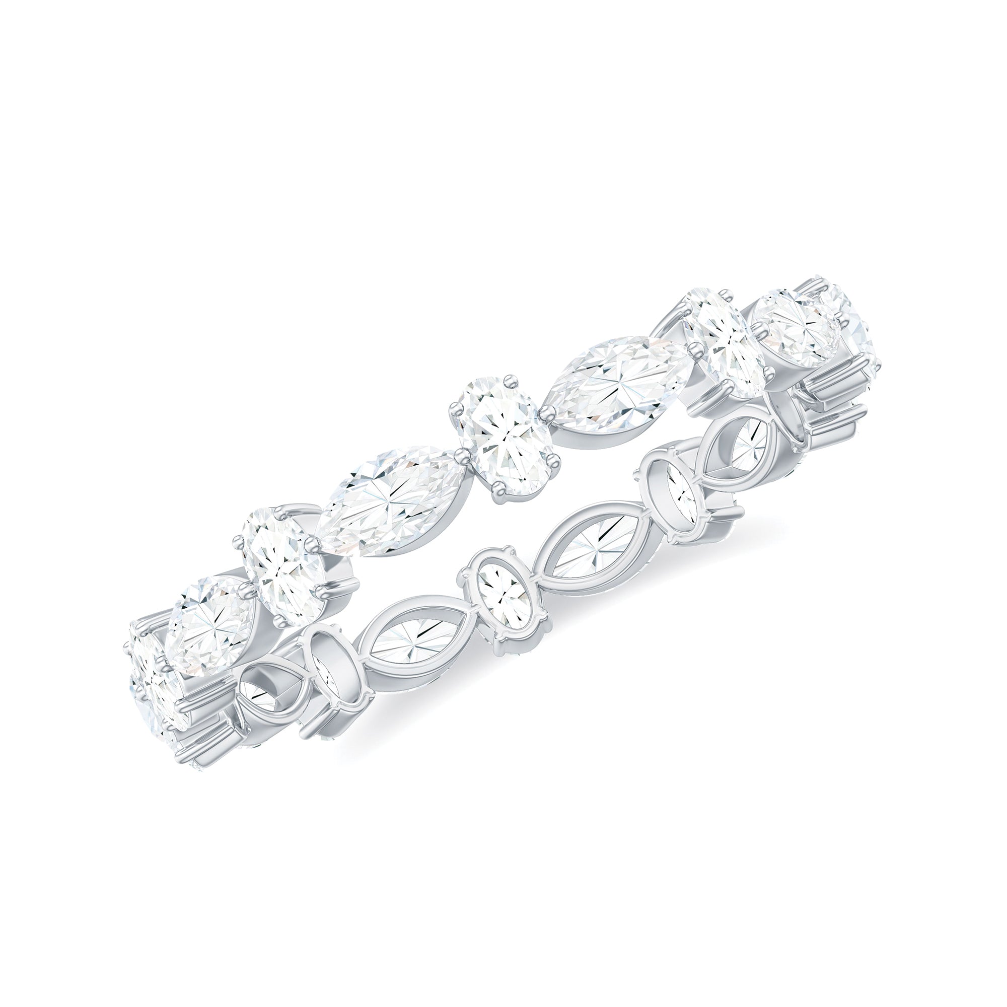 Rosec Jewels-Oval and Marquise Cut Moissanite Stackable Eternity Ring