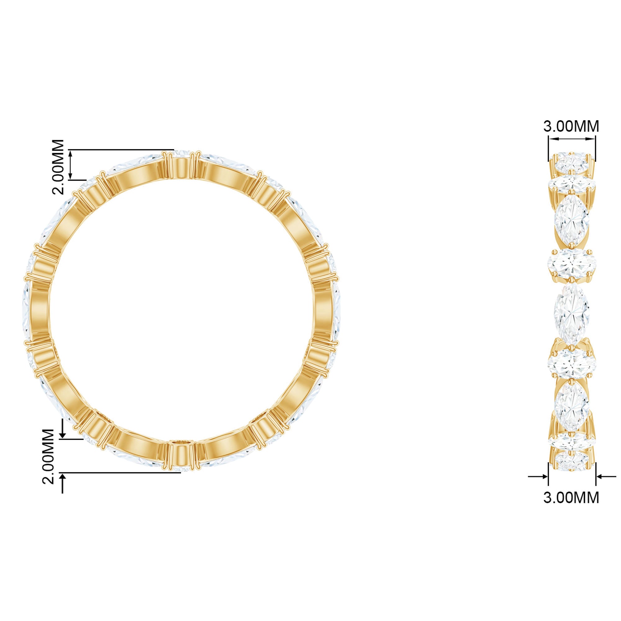 Oval and Marquise Cut Moissanite Full Eternity Ring Moissanite - ( D-VS1 ) - Color and Clarity - Rosec Jewels