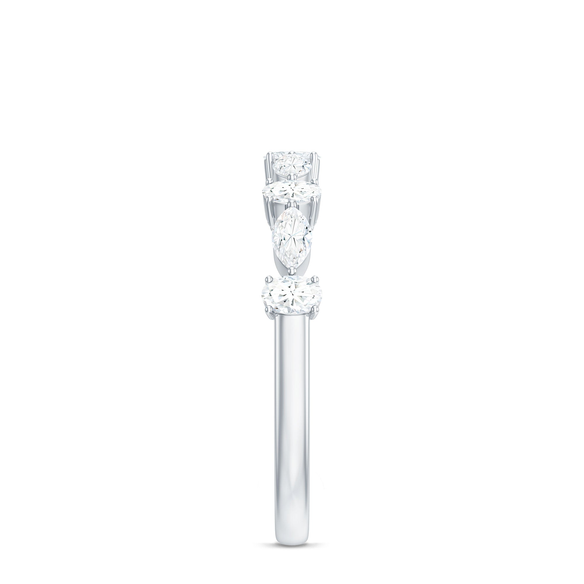 Marquise and Oval Shape Moissanite Half Eternity Ring D-VS1 - Rosec Jewels