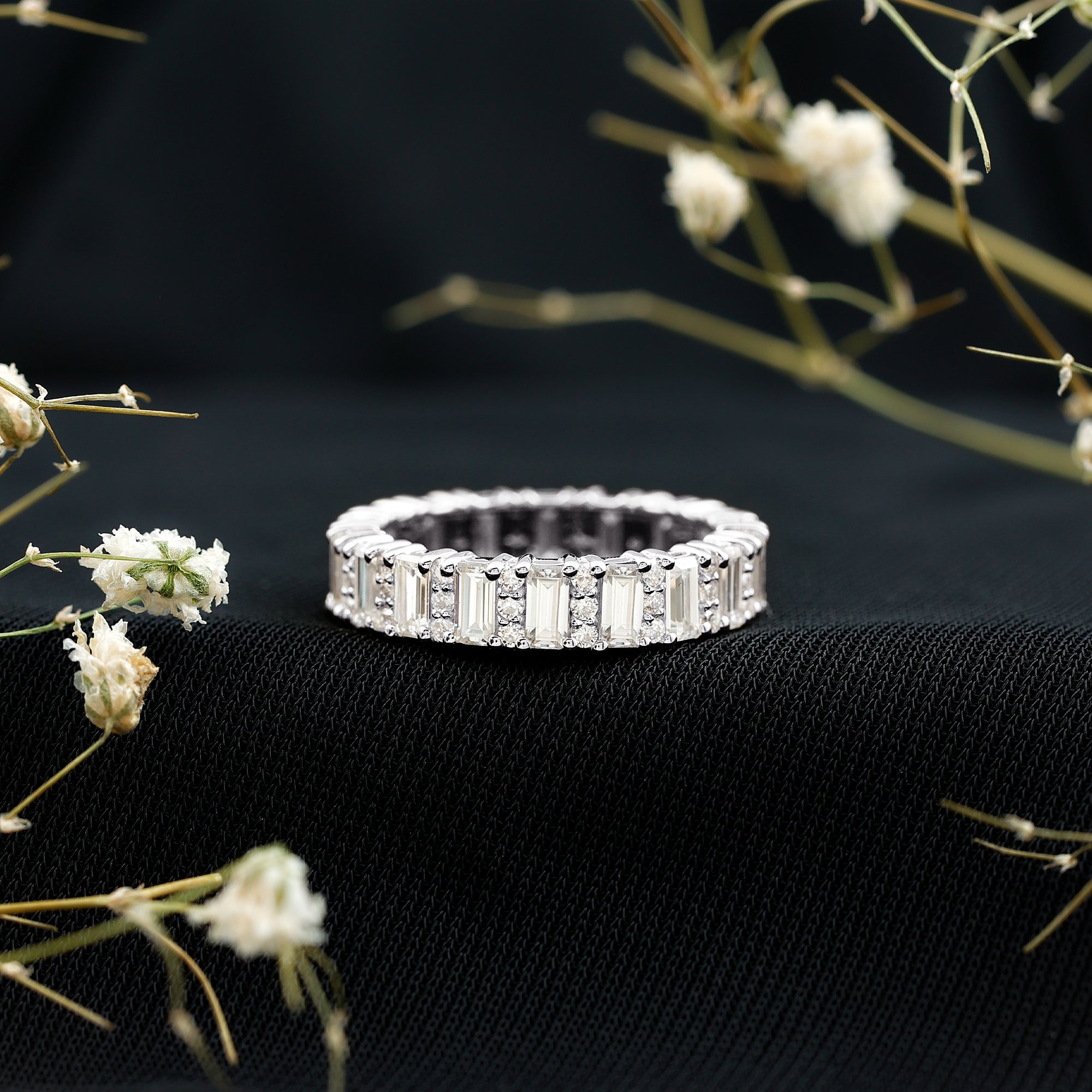 Certified Moissanite Wedding Anniversary Band for Women D-VS1 - Rosec Jewels