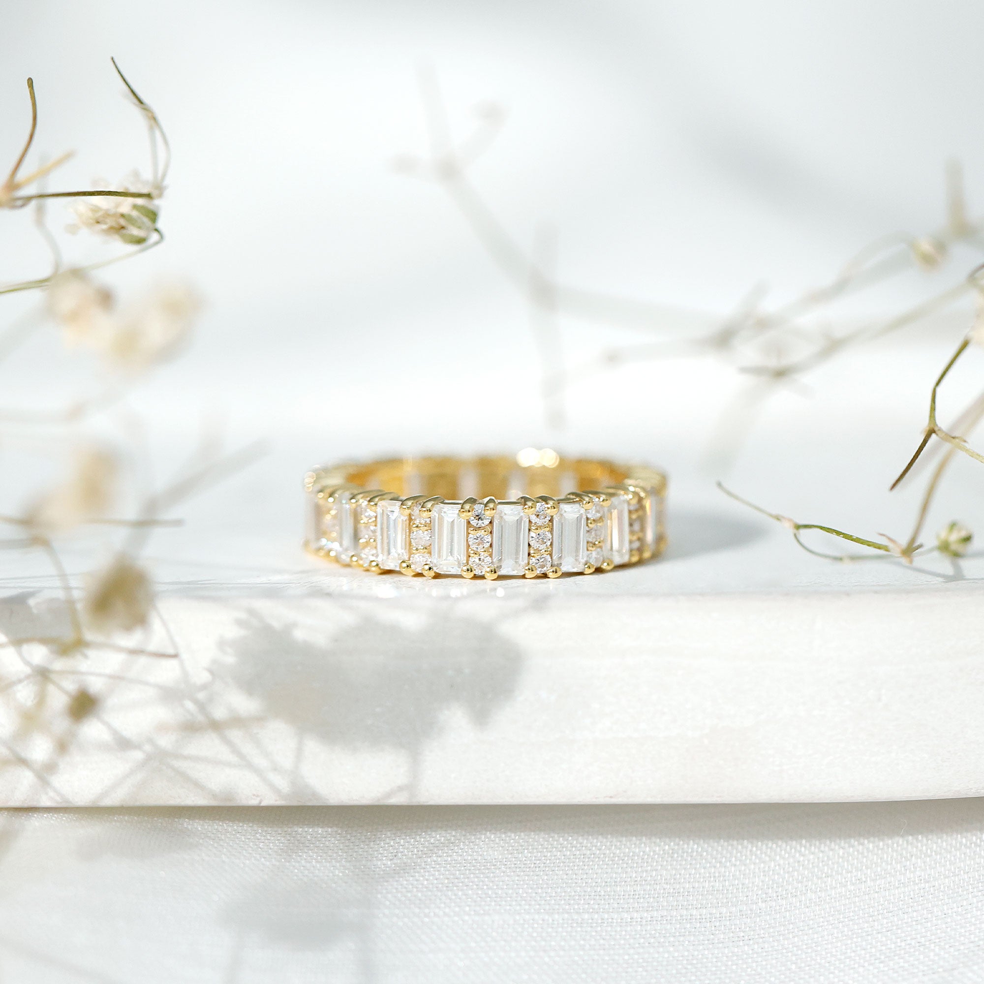 Certified Moissanite Wedding Anniversary Band for Women D-VS1 - Rosec Jewels