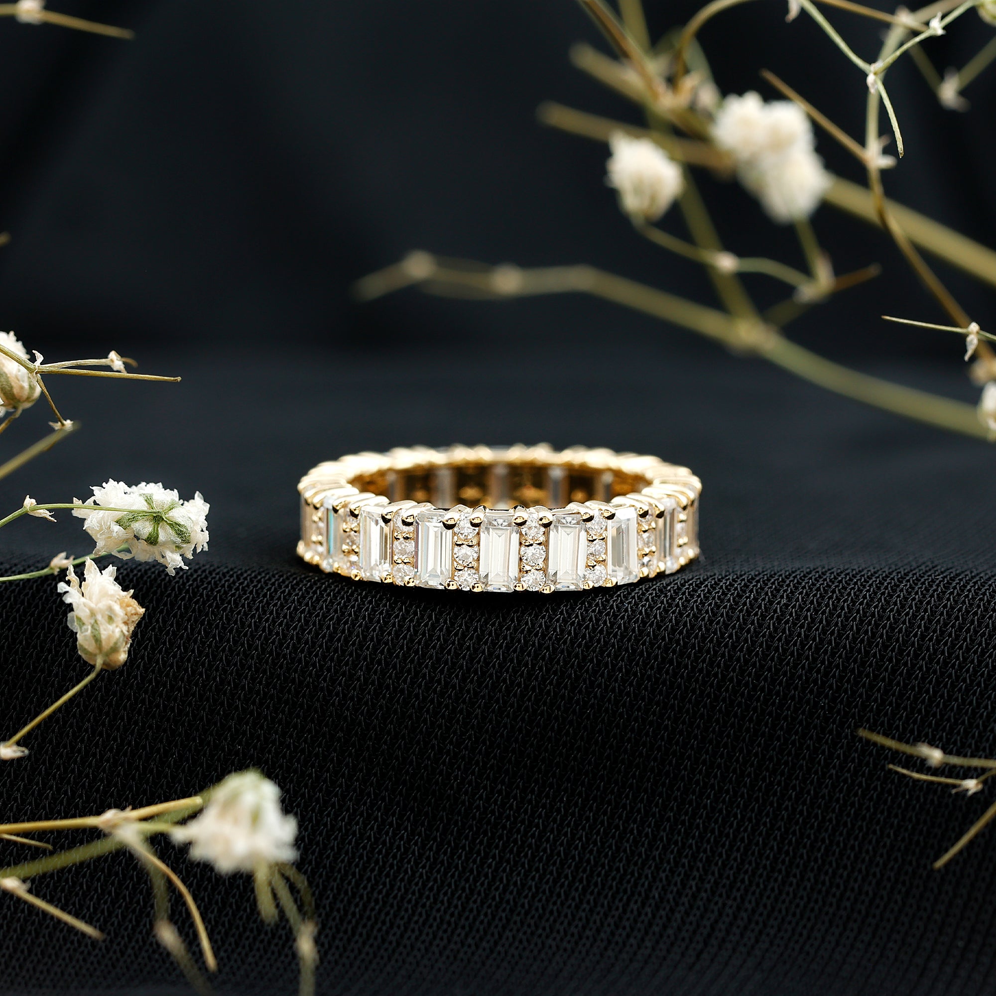 Certified Moissanite Wedding Anniversary Band for Women D-VS1 - Rosec Jewels