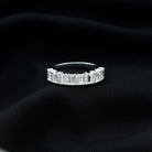 Round and Baguette Cut Certified Moissanite Half Eternity Ring Moissanite - ( D-VS1 ) - Color and Clarity - Rosec Jewels