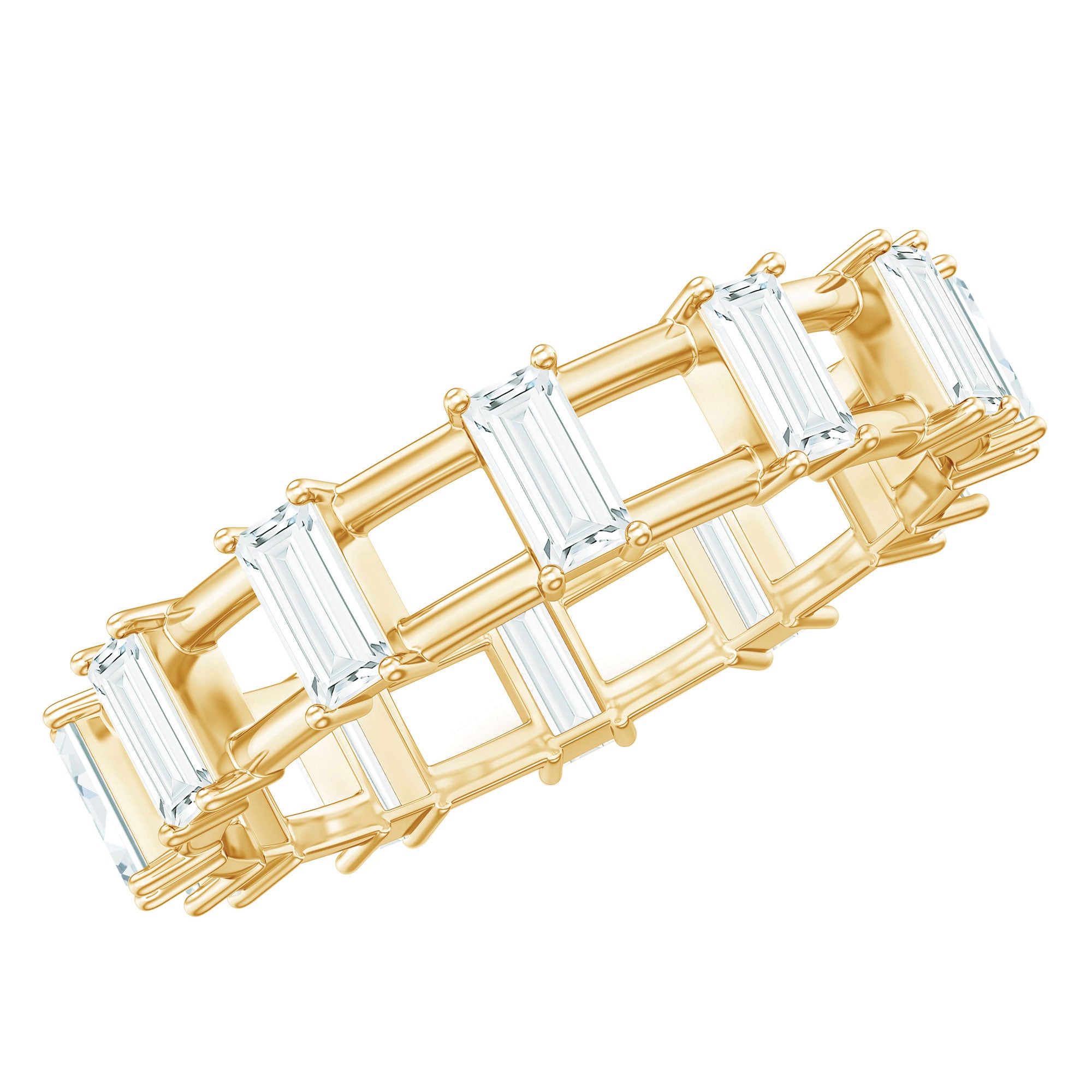 Rosec Jewels-Moissanite Baguette Wedding Band with Certificate