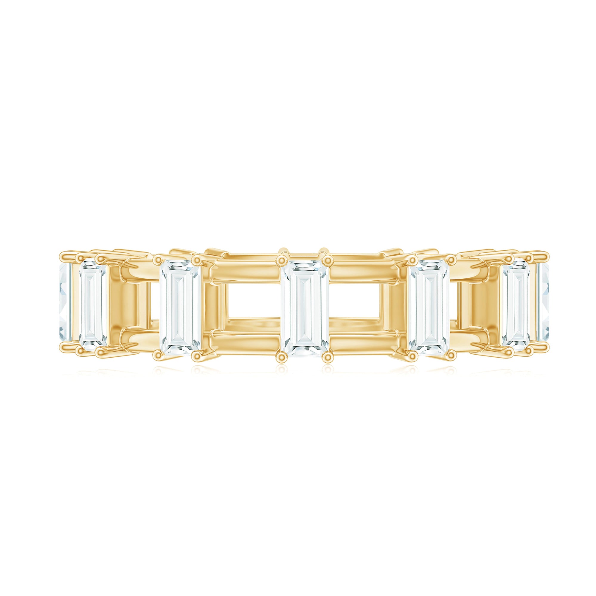 Rosec Jewels-Moissanite Baguette Wedding Band with Certificate