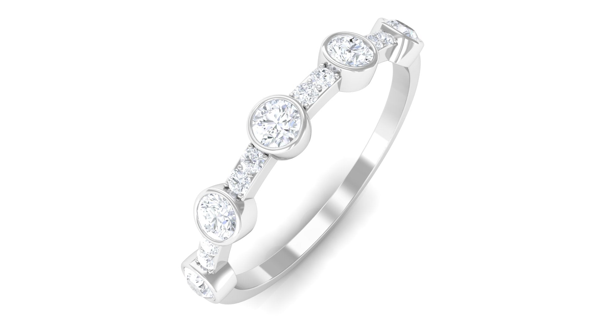 Rosec Jewels-Natural Diamond Half Eternity Ring in Bezel Setting