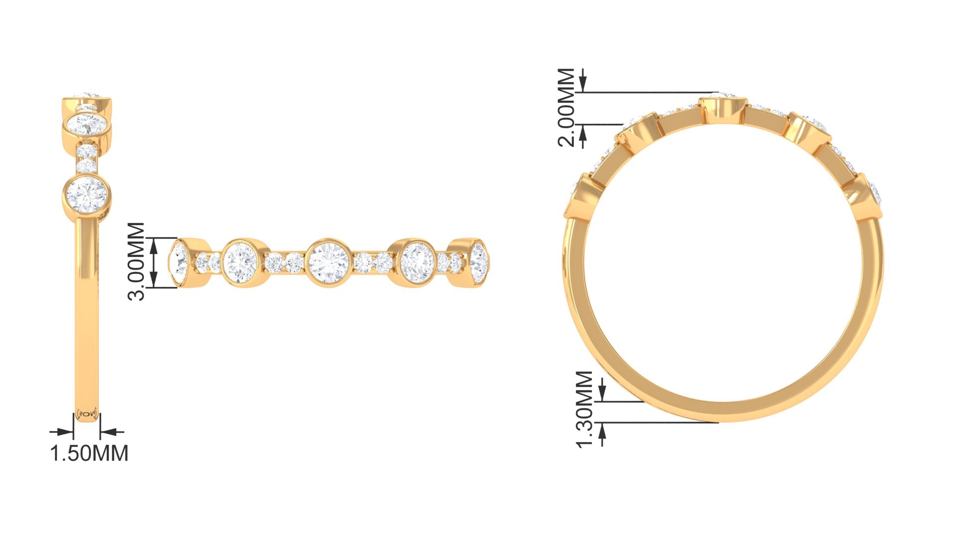 Rosec Jewels-Natural Diamond Half Eternity Ring in Bezel Setting
