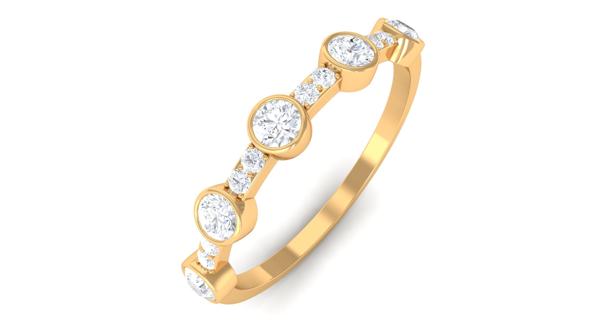 Rosec Jewels-Natural Diamond Half Eternity Ring in Bezel Setting