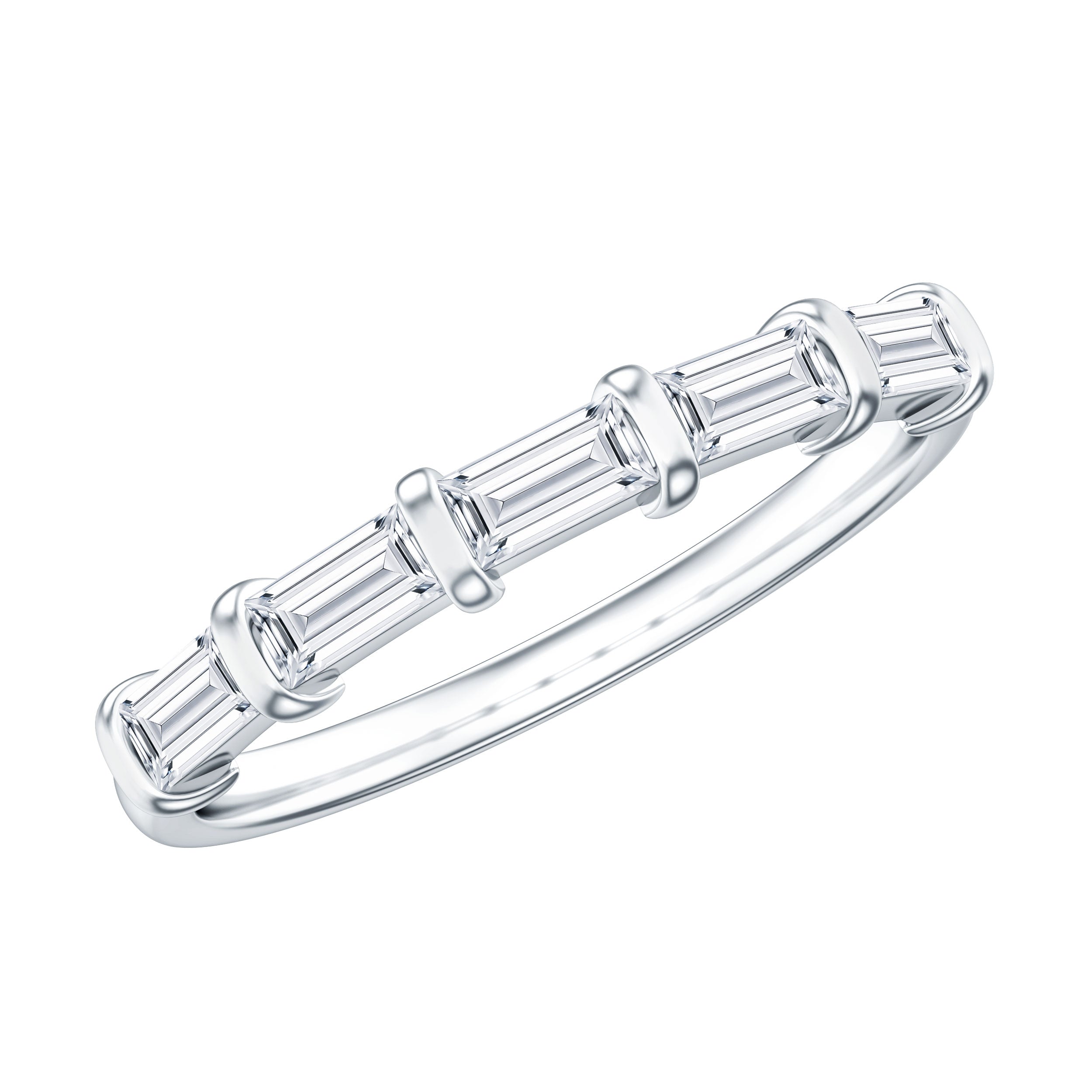East West Set Moissanite Half Eternity Ring for Her D-VS1 - Rosec Jewels